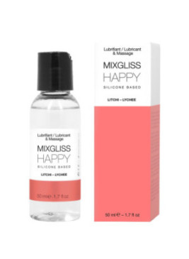 2 en 1 Lubrifiant et huile de massage silicone Mixgliss Happy Litchi 50 ML - MG2535